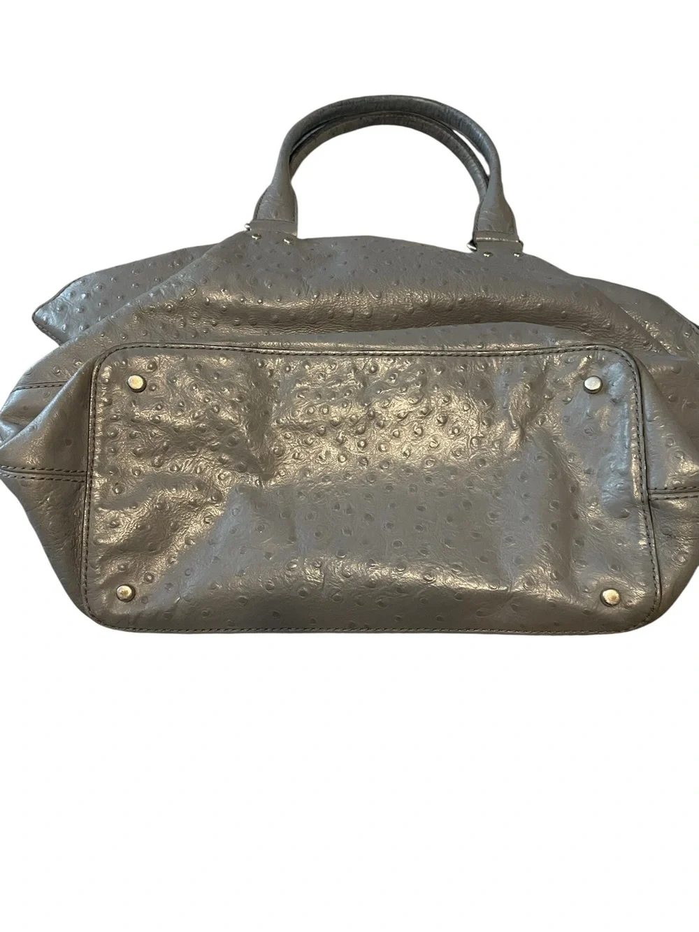 Kate Spade Gray Ostrich Embossed Leather Satchel Handbag